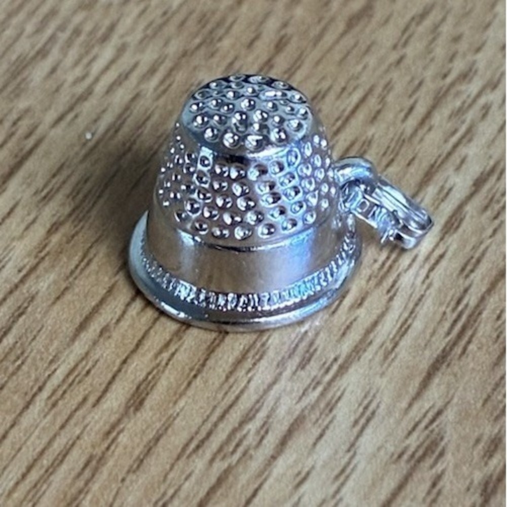 Monet Vintage Thimble Sewing Charm Pendant Silver Tone Silver Tone NEW